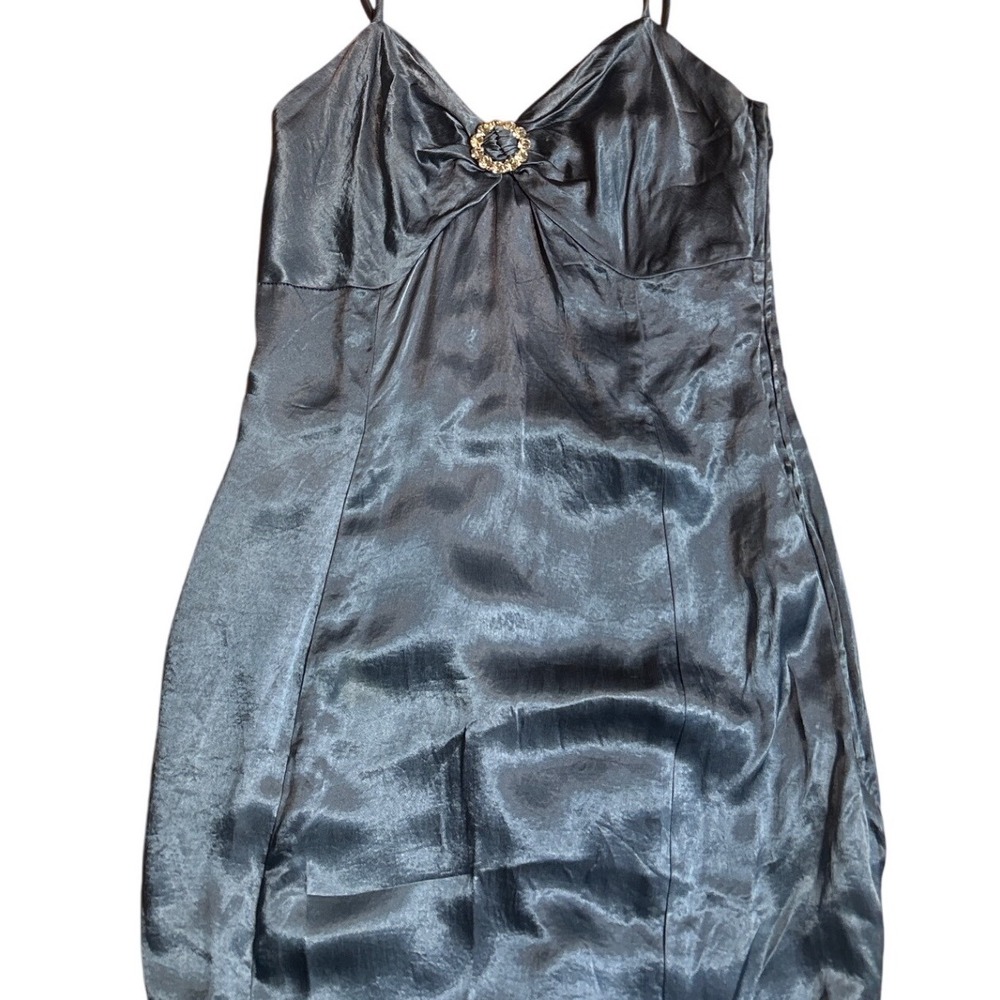 Gunne Sax Jessica McClintock Satin Mermaid Curve Rhinestone Maxi Dress Size 9/10